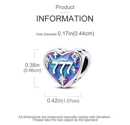 Lucky Number 777 Heart Charm