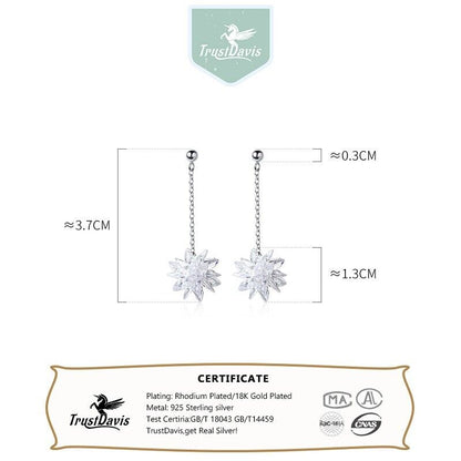 Sparkling Crystal Flower Dangle Stud Earrings