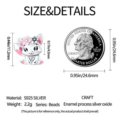 Cat Kitty Pink Flowers Charm