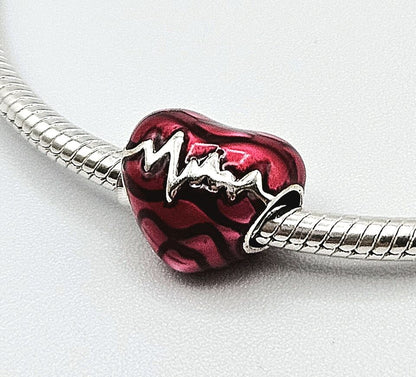 Red Enamel Heartbeat Heart Charm
