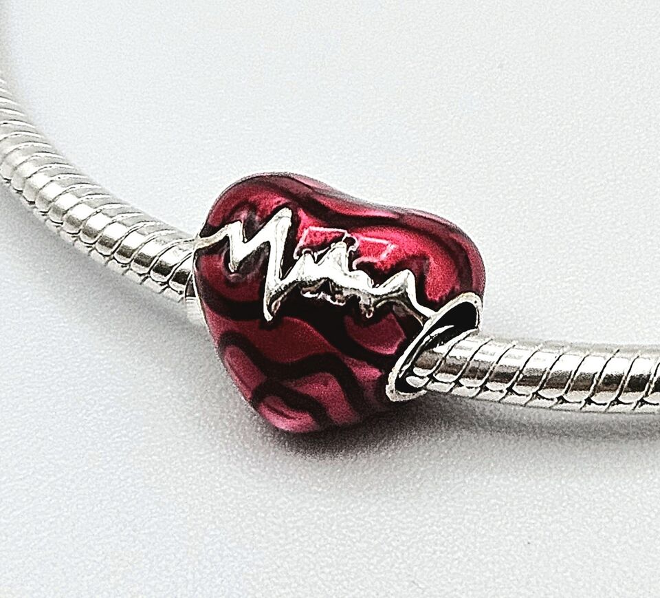 Red Enamel Heartbeat Heart Charm
