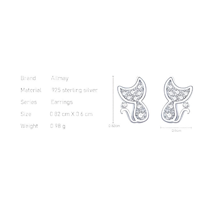 Kitty Cat Sparkling Zirconia Stud Earrings