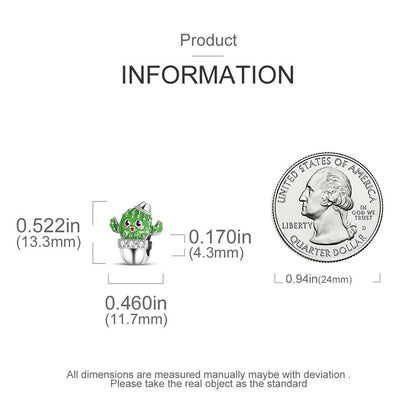 Green Cactus Flower Zirconia Charm