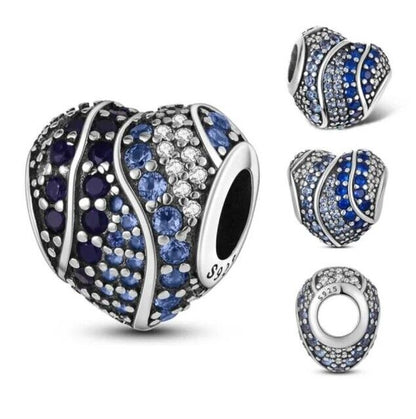Sparkling Blue Zircon Heart Charm