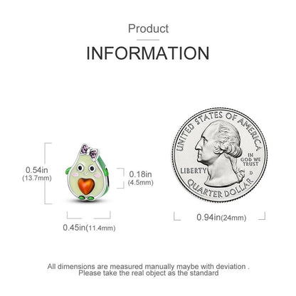 Green Avocado Heart Charm