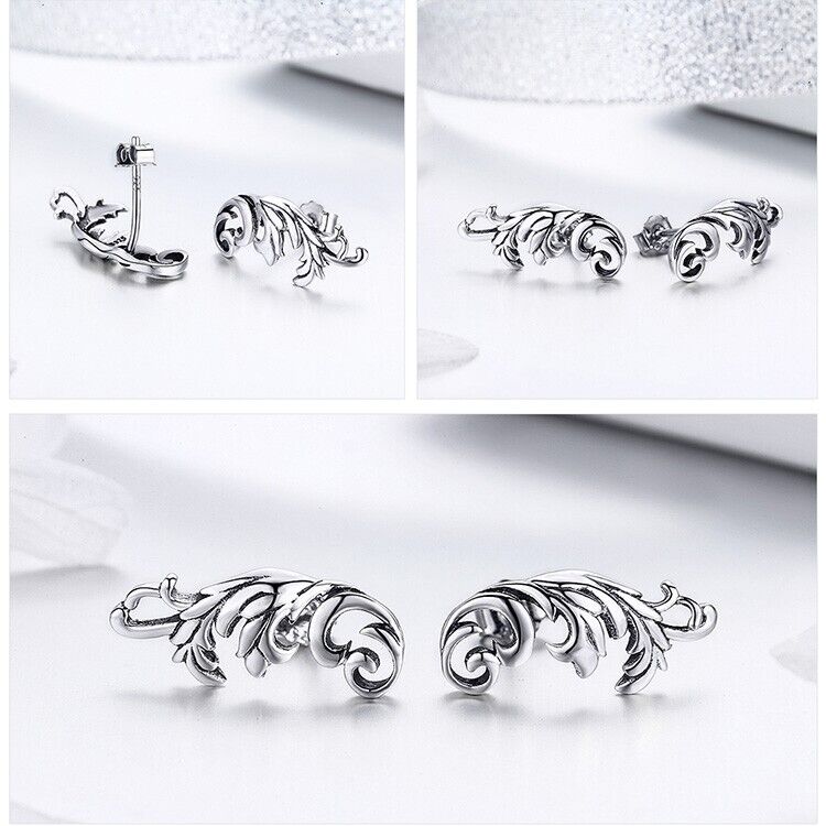 Retro Pattern Leaf Stud Earrings