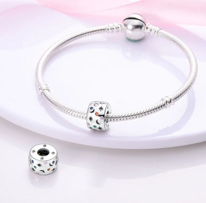 Multicoloured Zircon Moon Star Charm