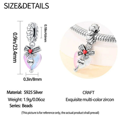 Love Heart Zirconia Bow Dangle