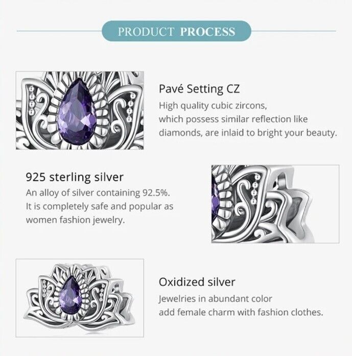 Lotus Flower With Zircon Charm