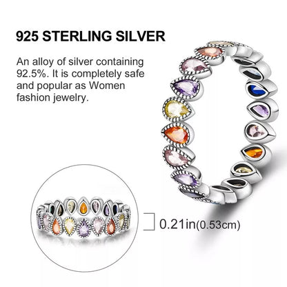 Multicoloured Ring With Teardrop Cubic Zirconia
