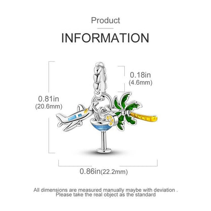 Palm Tree Cocktail Plane Dangle Charm