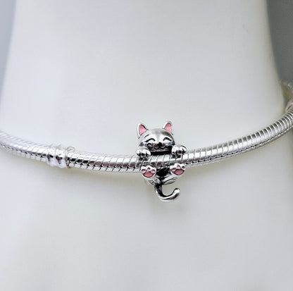 Cute Cat Silver Pink Ears Charm