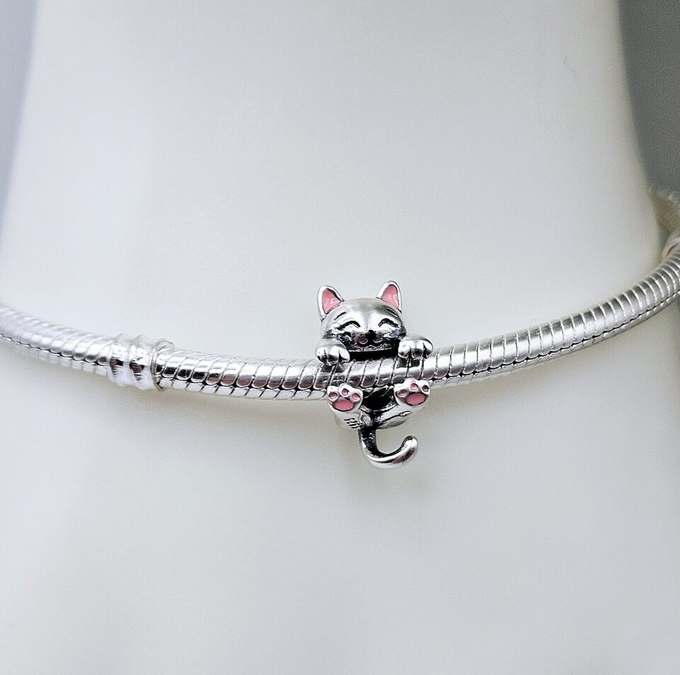 Cute Cat Silver Pink Ears Charm