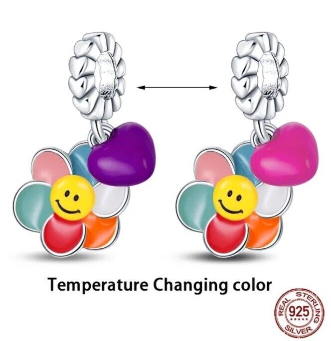 Multicoloured Flower With Heart Charm