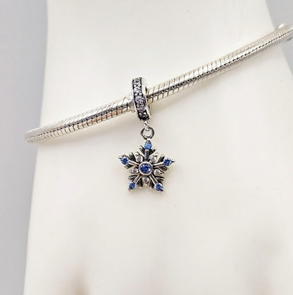 Snowflake Blue Zirconia Dangle Charm