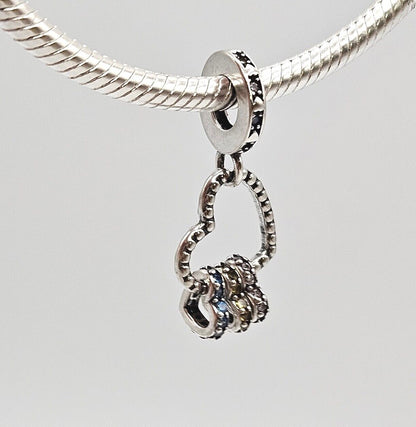 Love Hearts With Zircon Silver Charm