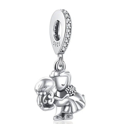 Boy Girl Newly-Weds Heart Dangle Charm