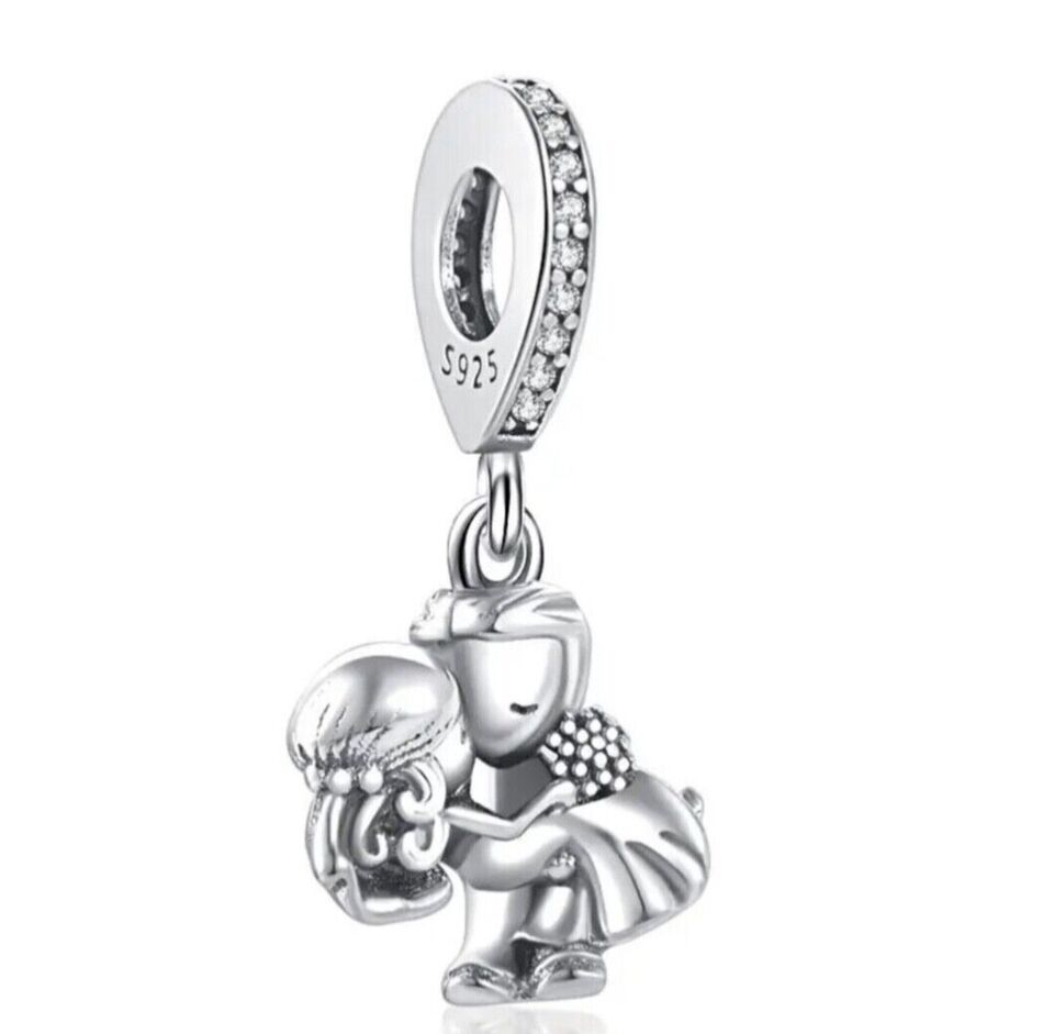 Boy Girl Newly-Weds Heart Dangle Charm