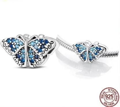 Sparkling Blue Zircon Butterfly Charm