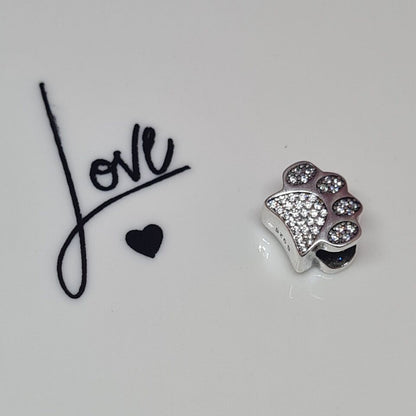Sparkling Zircon Dog Cat Paw Print Charm