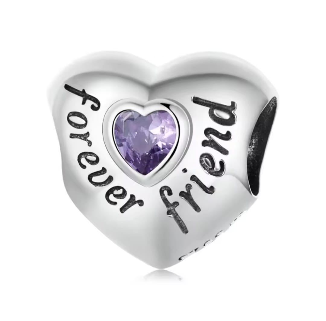 Forever Love Heart With Zircon Bead Charm
