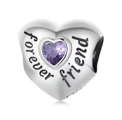 Forever Love Heart With Zircon Bead Charm