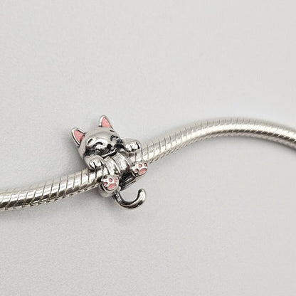 Cute Cat Silver Pink Ears Charm