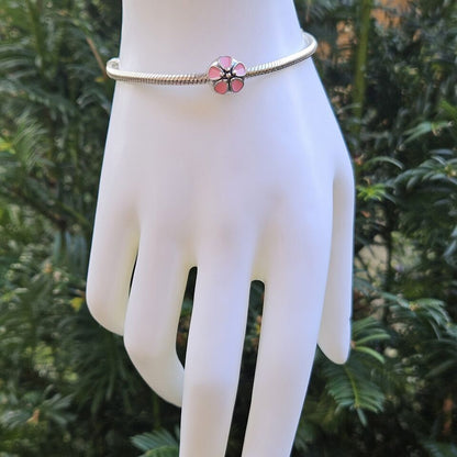 Pink Flower Clip On Charm