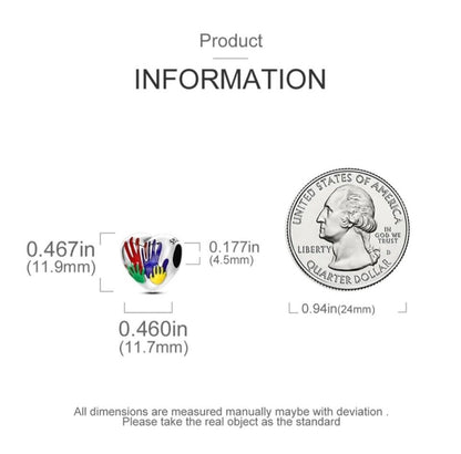 Multicoloured Family Handprint Heart Charm