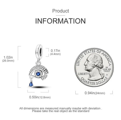 Blue Zircon Evil Eye Dangle Charm