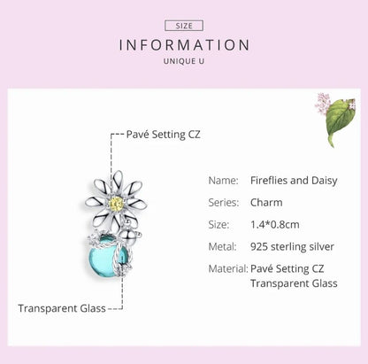 Blue Zirconia Firefly & Daisy Charm