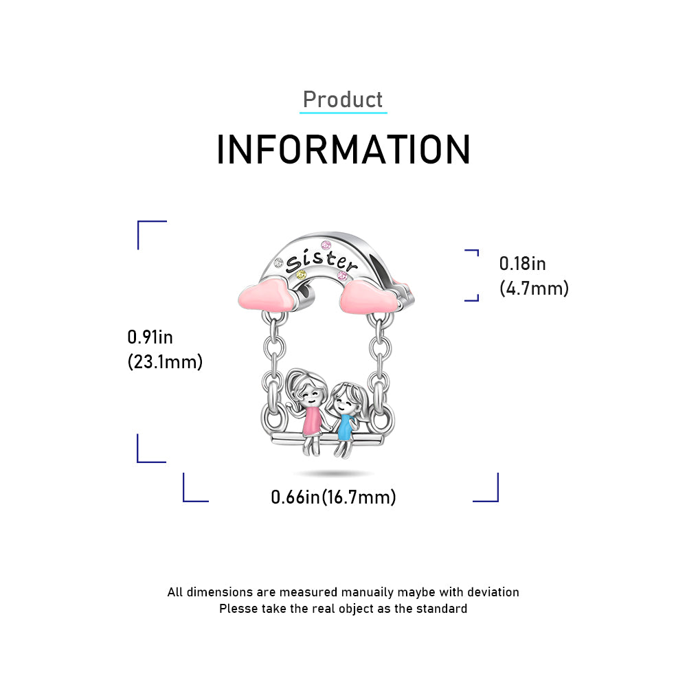 Sisters On Swing Dangle Charm