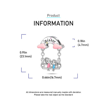 Sisters On Swing Dangle Charm