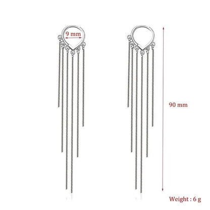 Hoop Long Multi Chain Drop Earrings Dangle