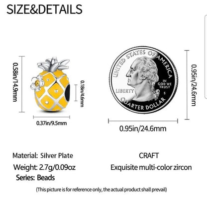 Yellow Pinaple & Flower Bead Charm