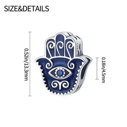 Blue Hamsa Hand With Zirconia Charm