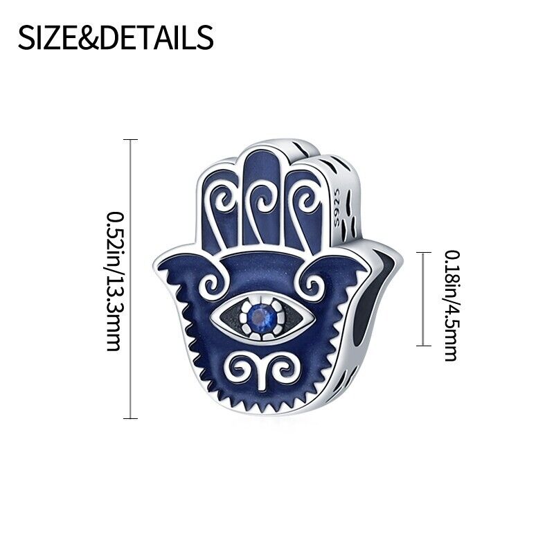 Blue Hamsa Hand With Zirconia Charm