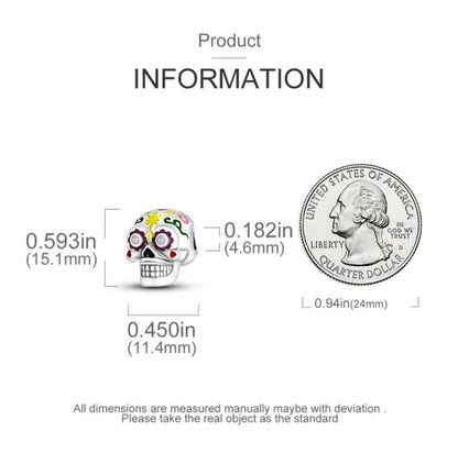Multicoloured Skull Zirconia Eyes Bead Charm