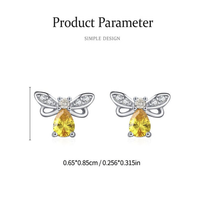 Yellow Zirconia Honey Bee Stud Earrings