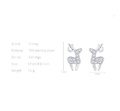 Reindeer Sparkling Zirconia Stud Earrings