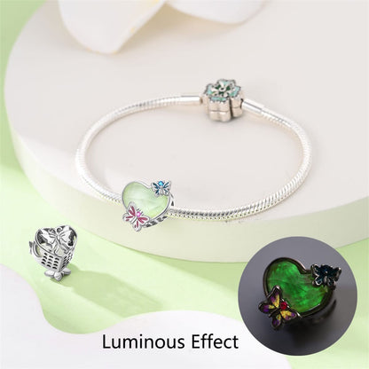 Butterfly on Heart Glow in Dark Charm