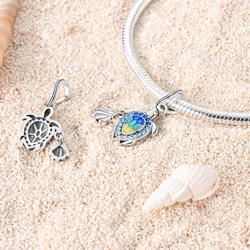 Sea Turtle Zirconia Dangle Charm