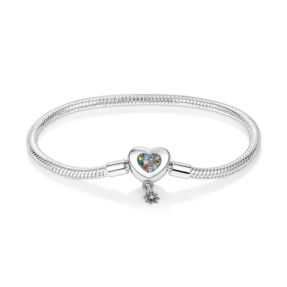 Zirconia Heart and dangle flower