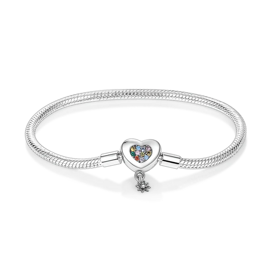 Zirconia Heart and dangle flower