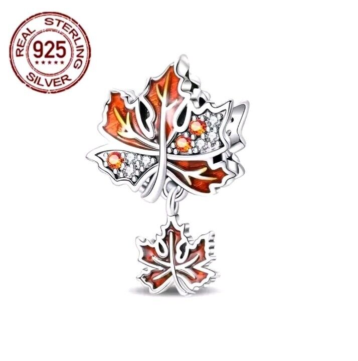 Autumn Maple Leaves Dangle Charm