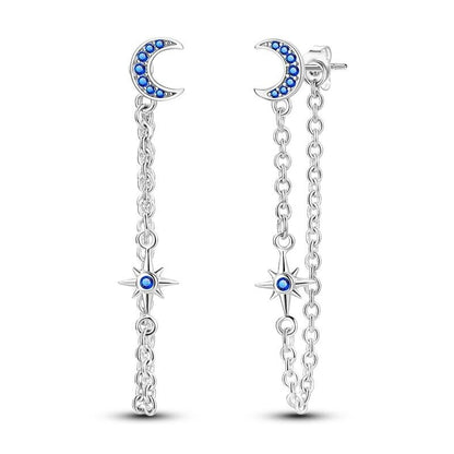 Blue Moon & Star Stud Earrings