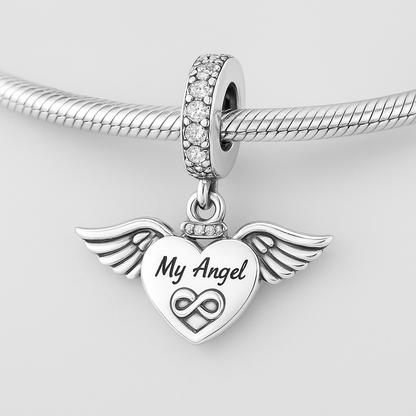 “My Angel” Heart Wings Dangle Charm