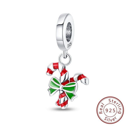 Candy Cane & Bow Dangle Charm