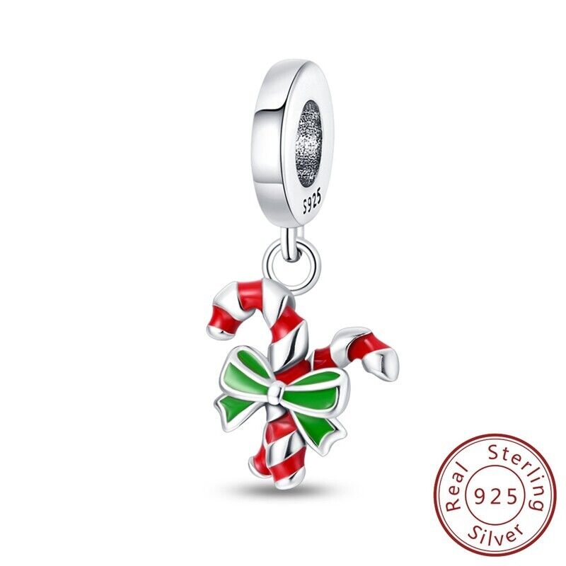 Candy Cane & Bow Dangle Charm