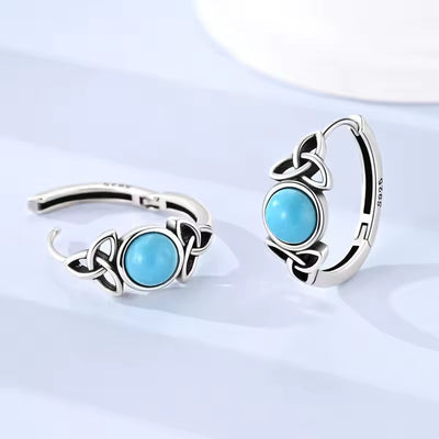 Celtic Love Knot hoop earrings 925 sterling silver with blue stone symbolic elegant jewelry for women